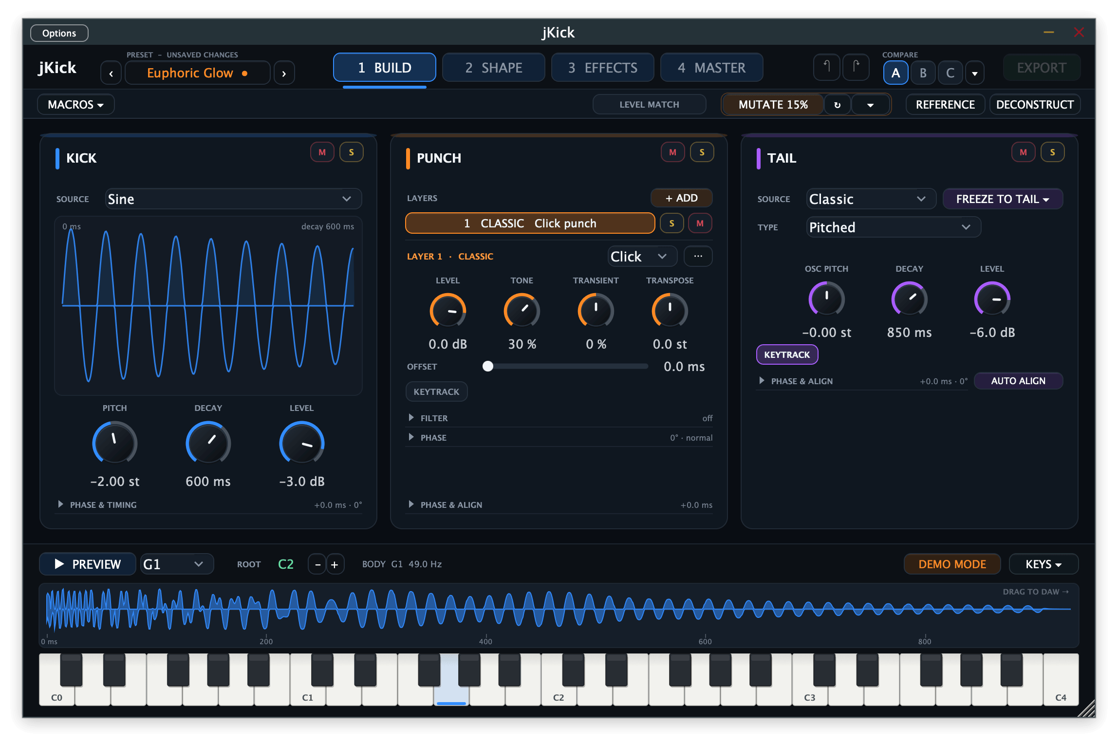 jKick plugin interface with its kick design controls